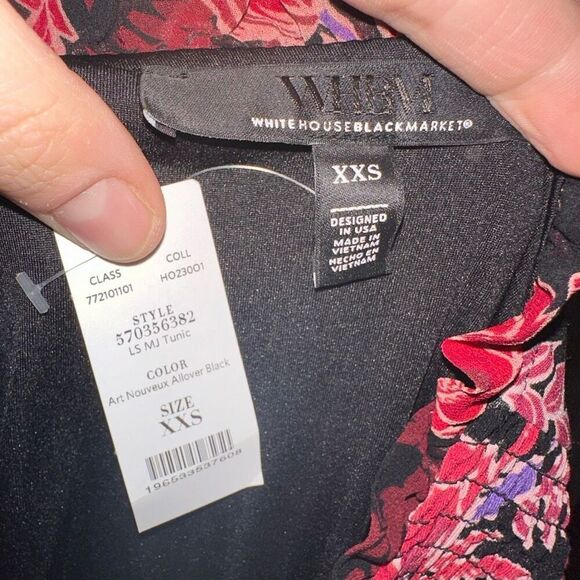 White House Black Market floral XXS peasant blouse - Picture 4 of 4